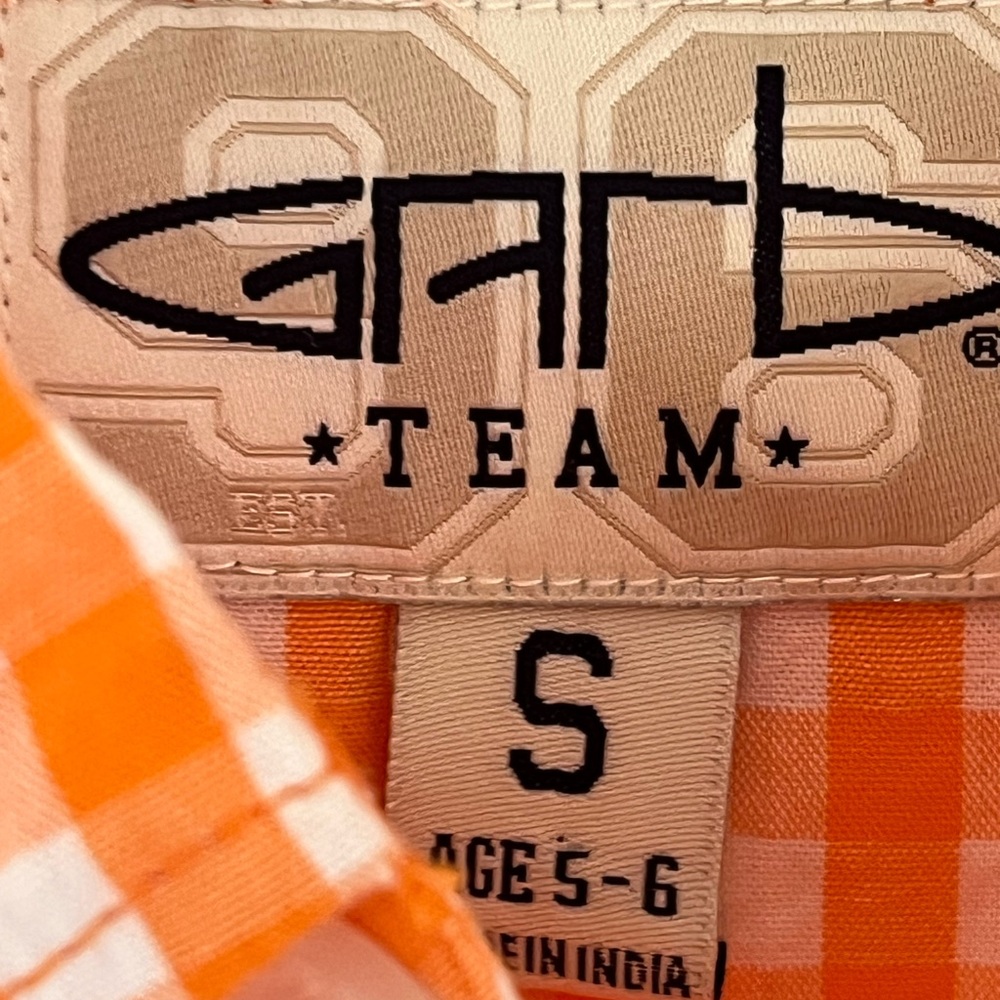 Garb Team University of Tennessee VOLS Orange Gingham Button-down Shirt size 5-6 - Picture 8 of 13